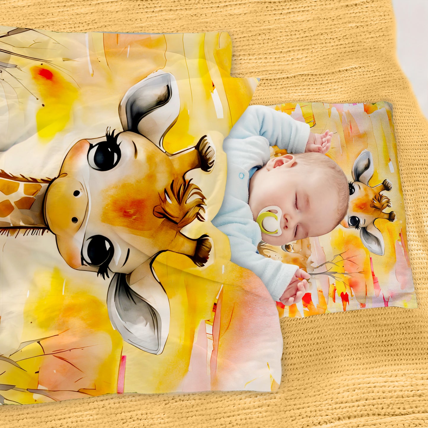 Watercolor Safari Giraffe Cot Set
