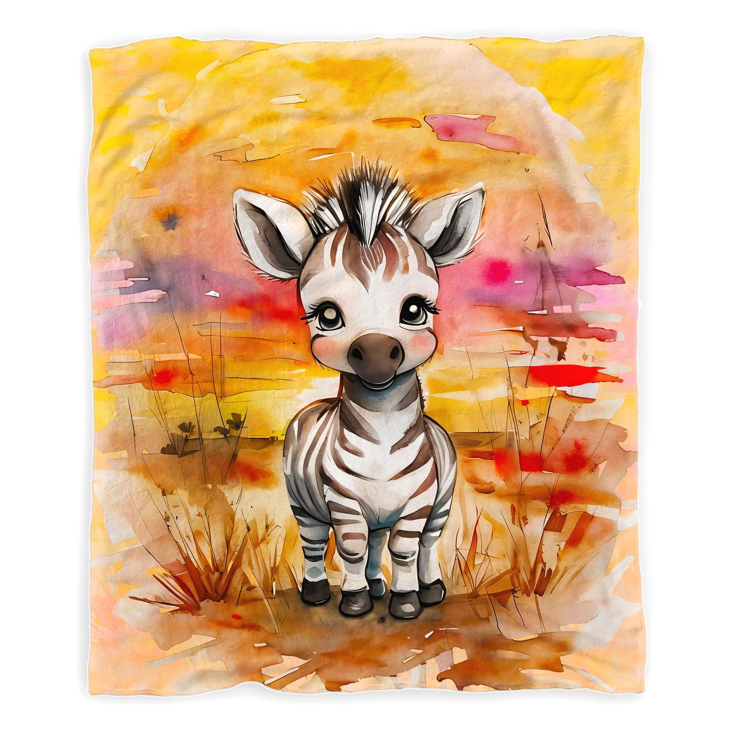 Watercolor Safari Zebra Baby Fleece Blanket