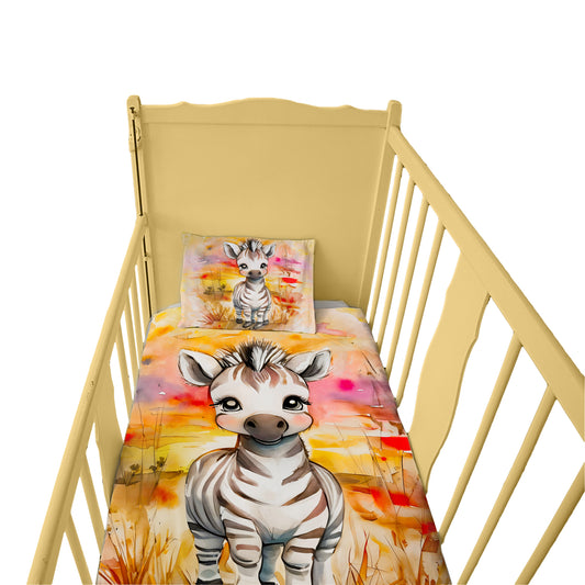 Watercolor Safari Zebra Cot Set
