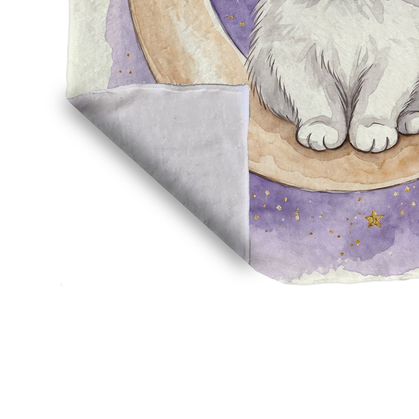 Watercolor White Kitten Baby Fleece Blanket