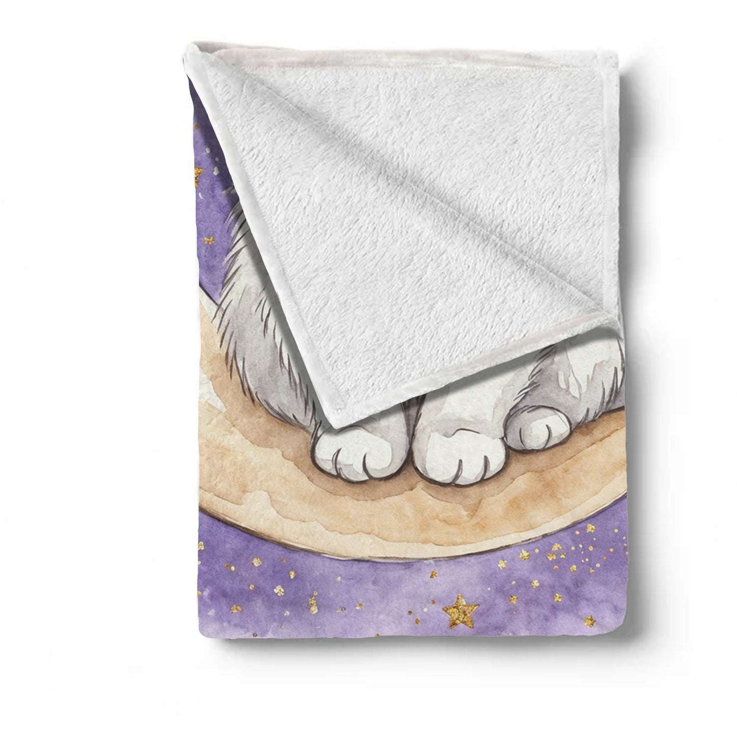 Watercolor White Kitten Baby Fleece Blanket