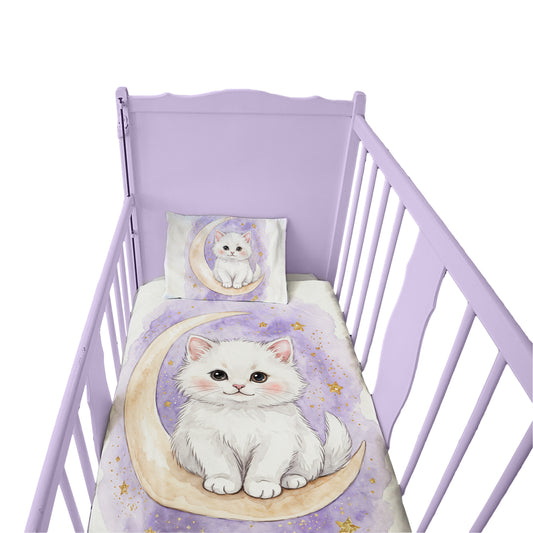 Watercolor White Kitten Cot Set