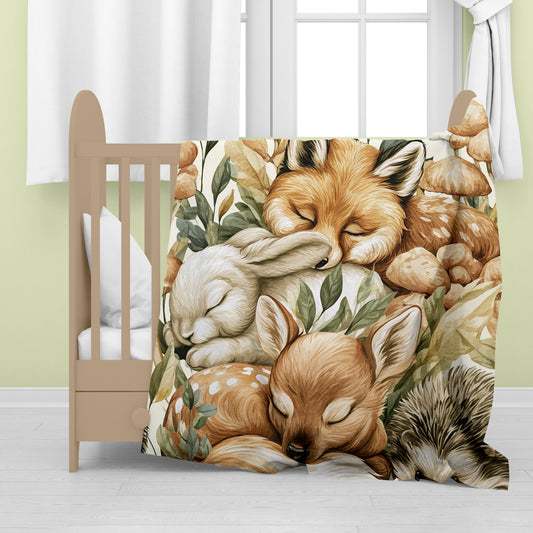 Watercolor Woodland Nursery Baby Fleece Blanket by Wikus Schalkwyk