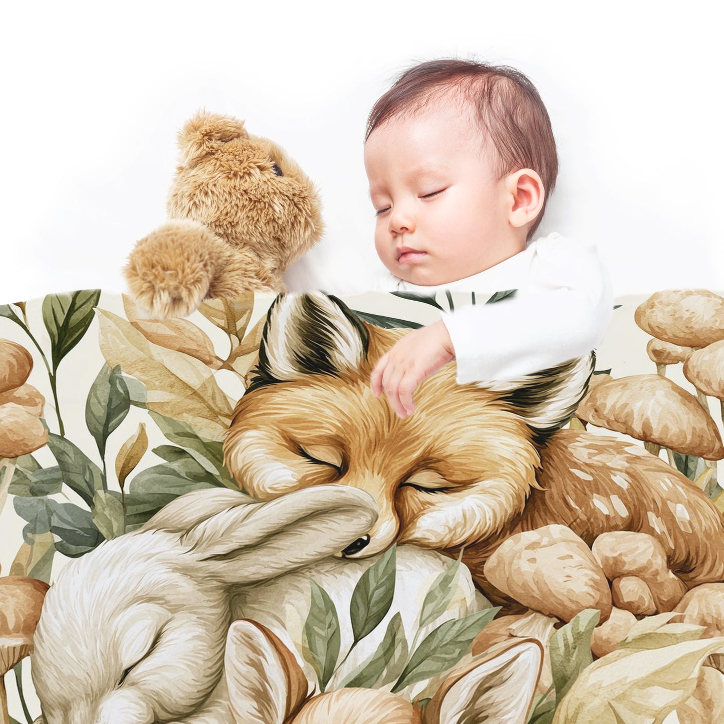Watercolor Woodland Nursery Baby Fleece Blanket by Wikus Schalkwyk