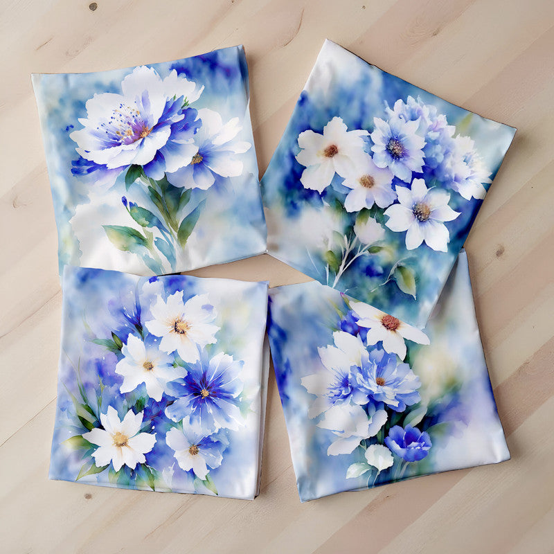 Watercolour White Flowers Luxury Scatter Covers Set of 4