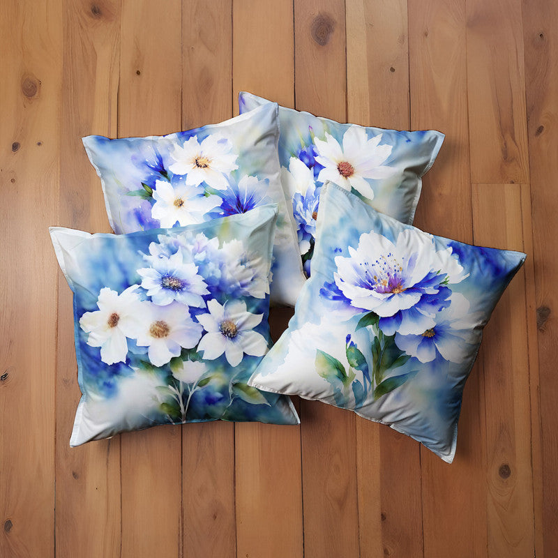 Watercolour White Flowers Luxury Scatter Covers Set of 4