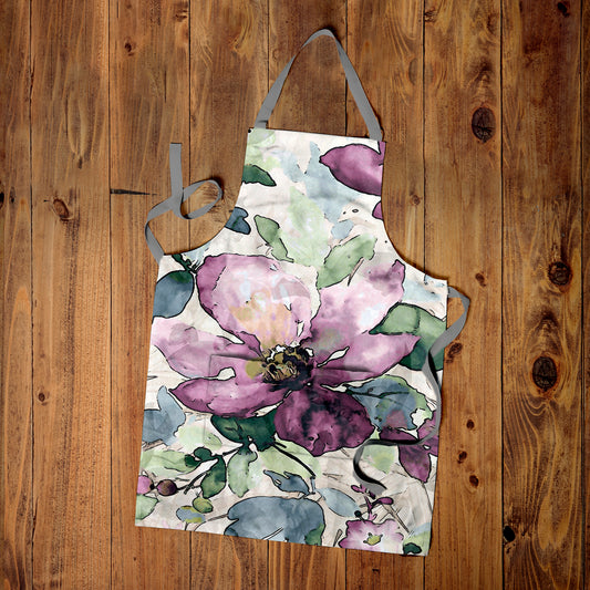 Watercolour Faded Florals Medium Length Apron By Mark Van Vuuren