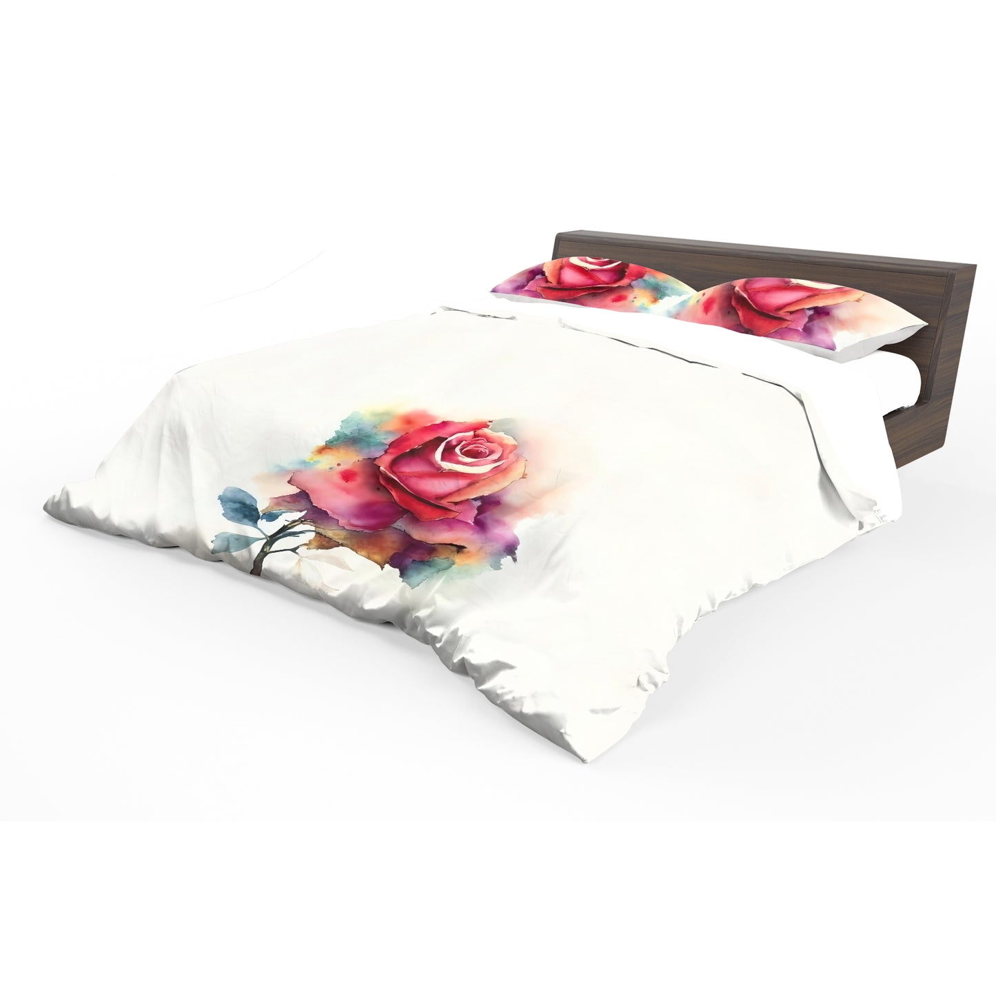 Watercolour Painted Rose Duvet Cover Set