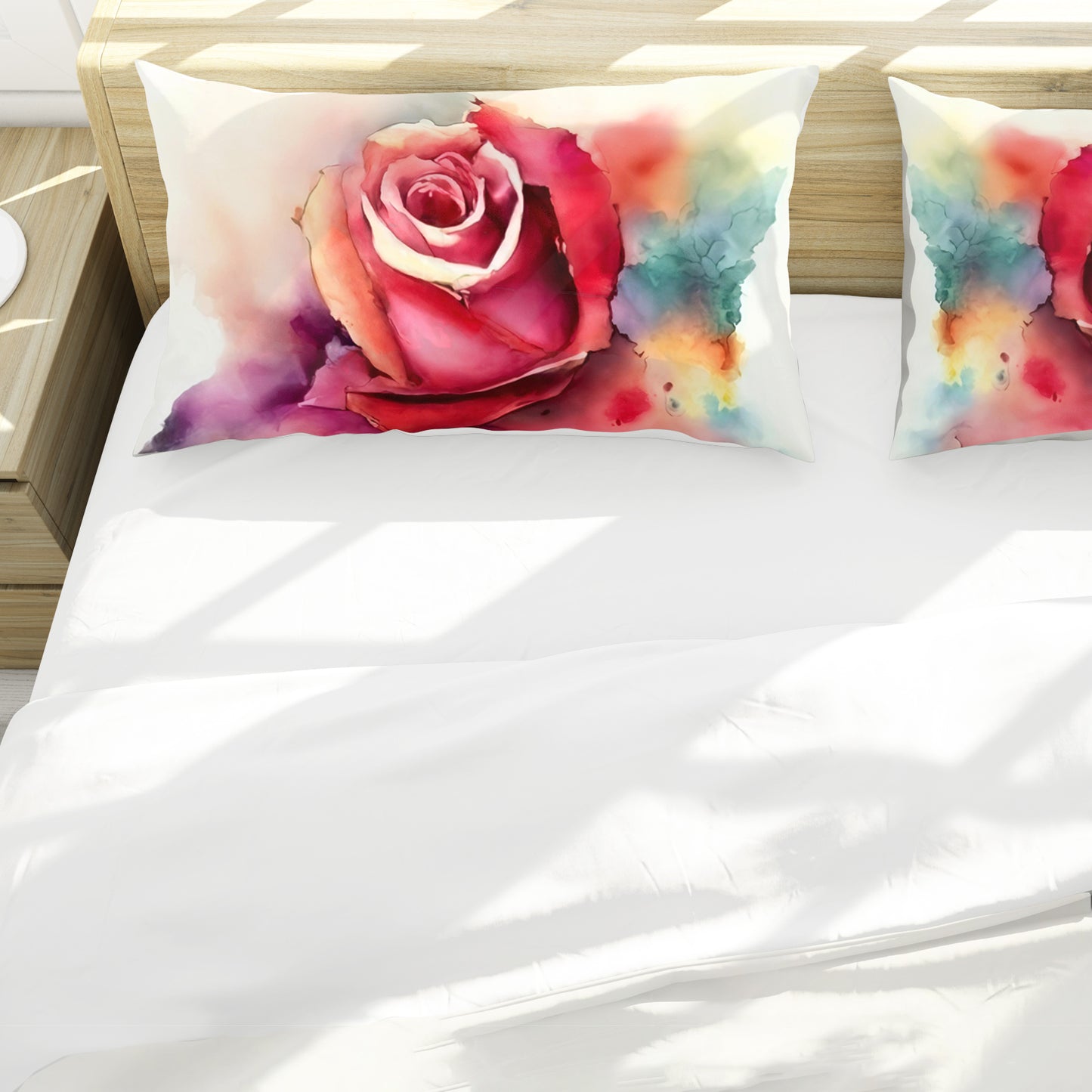 Watercolour Painted Rose Duvet Cover Set