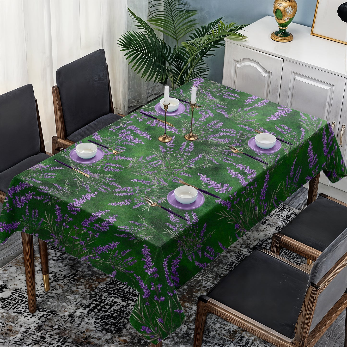Waterpainted Lavender Field Rectangle Tablecloth by Mark Van Vuuren