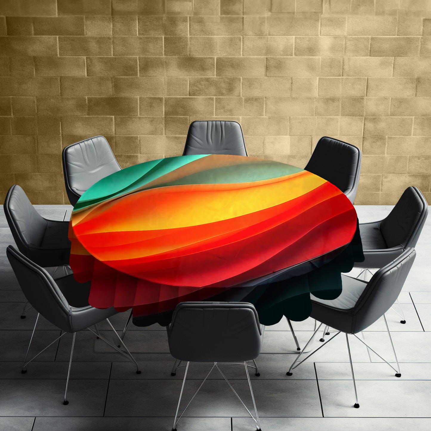 Waves Of Color Round Tablecloth
