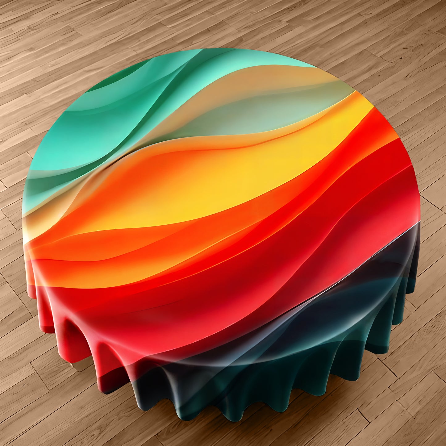 Waves Of Color Round Tablecloth