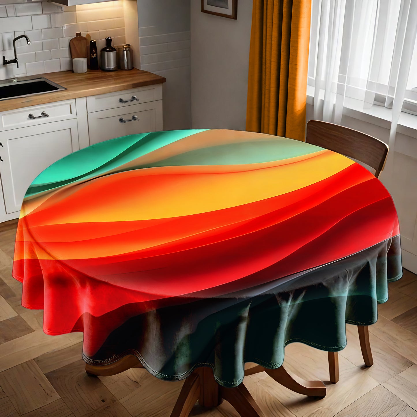 Waves Of Color Round Tablecloth