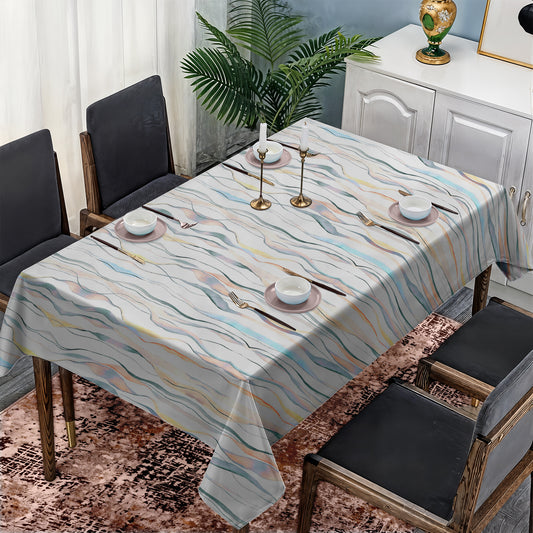 Pastel Colour Waves Rectangle Tablecloth