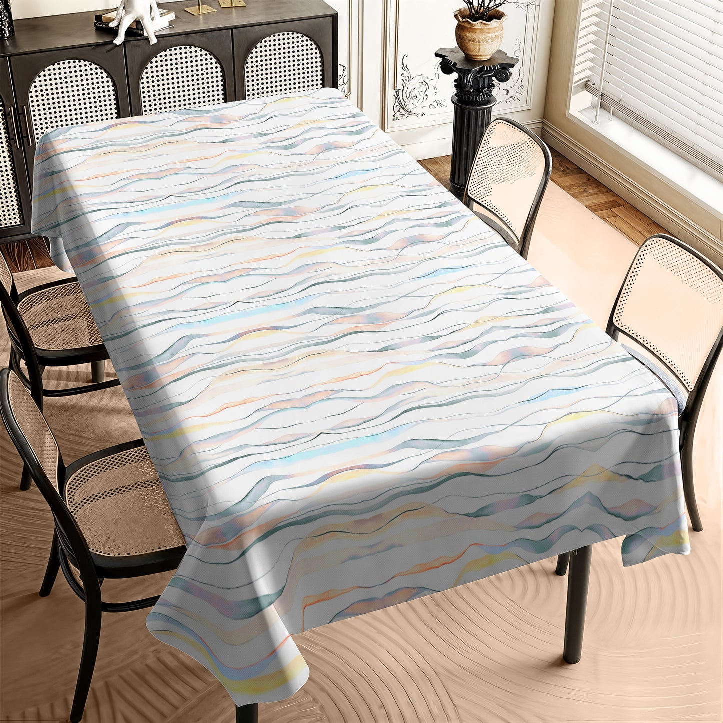 Pastel Colour Waves Rectangle Tablecloth