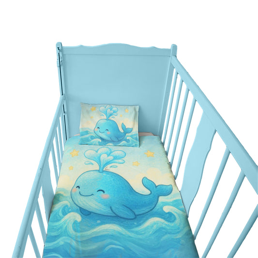 Whimsical Baby Whale Cot Set by Nathan Pieterse