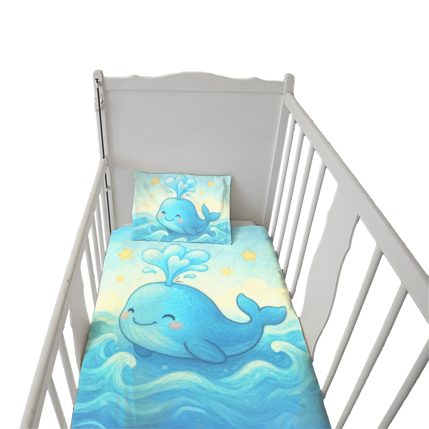 Whimsical Baby Whale Cot Set by Nathan Pieterse