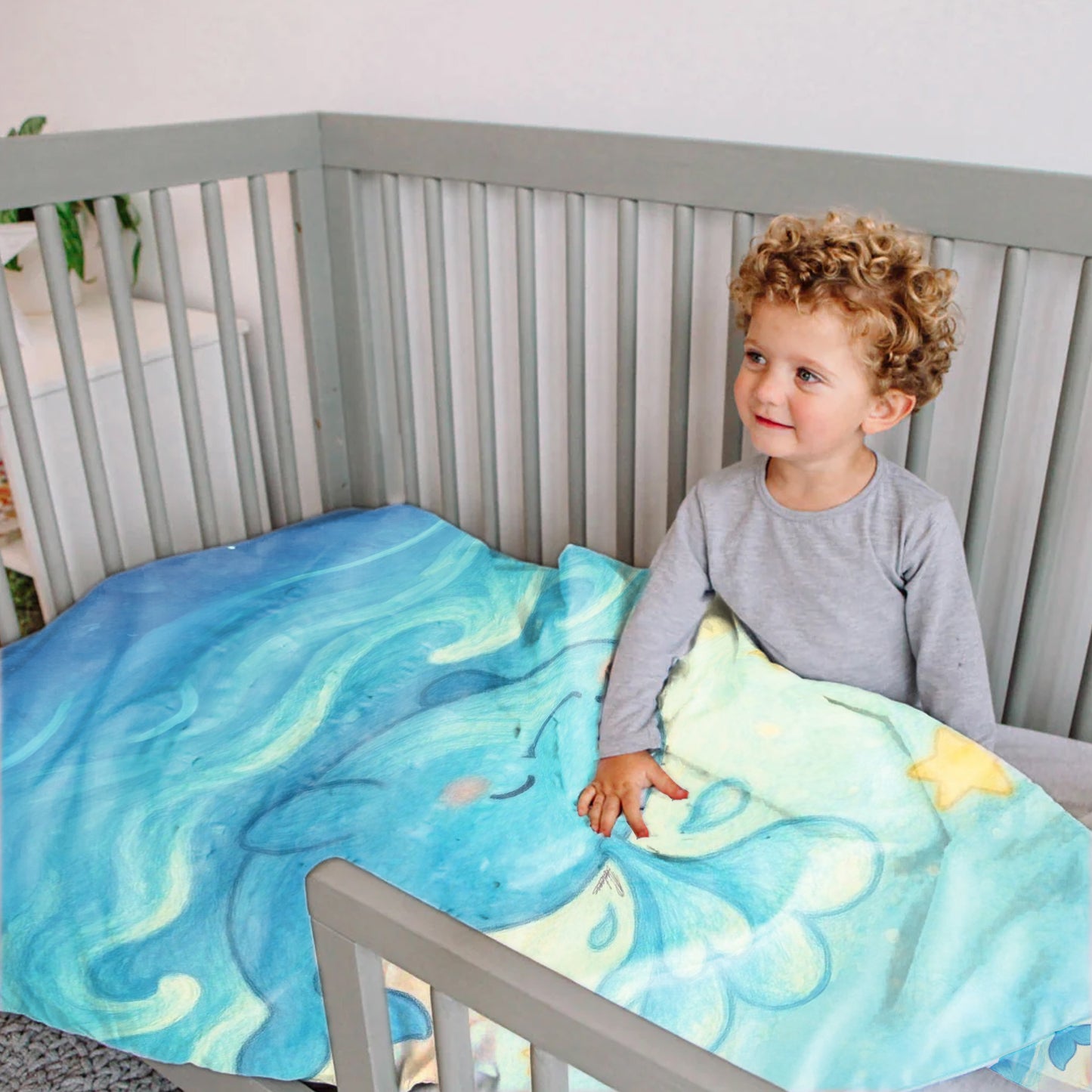 Whimsical Baby Whale Cot Set by Nathan Pieterse