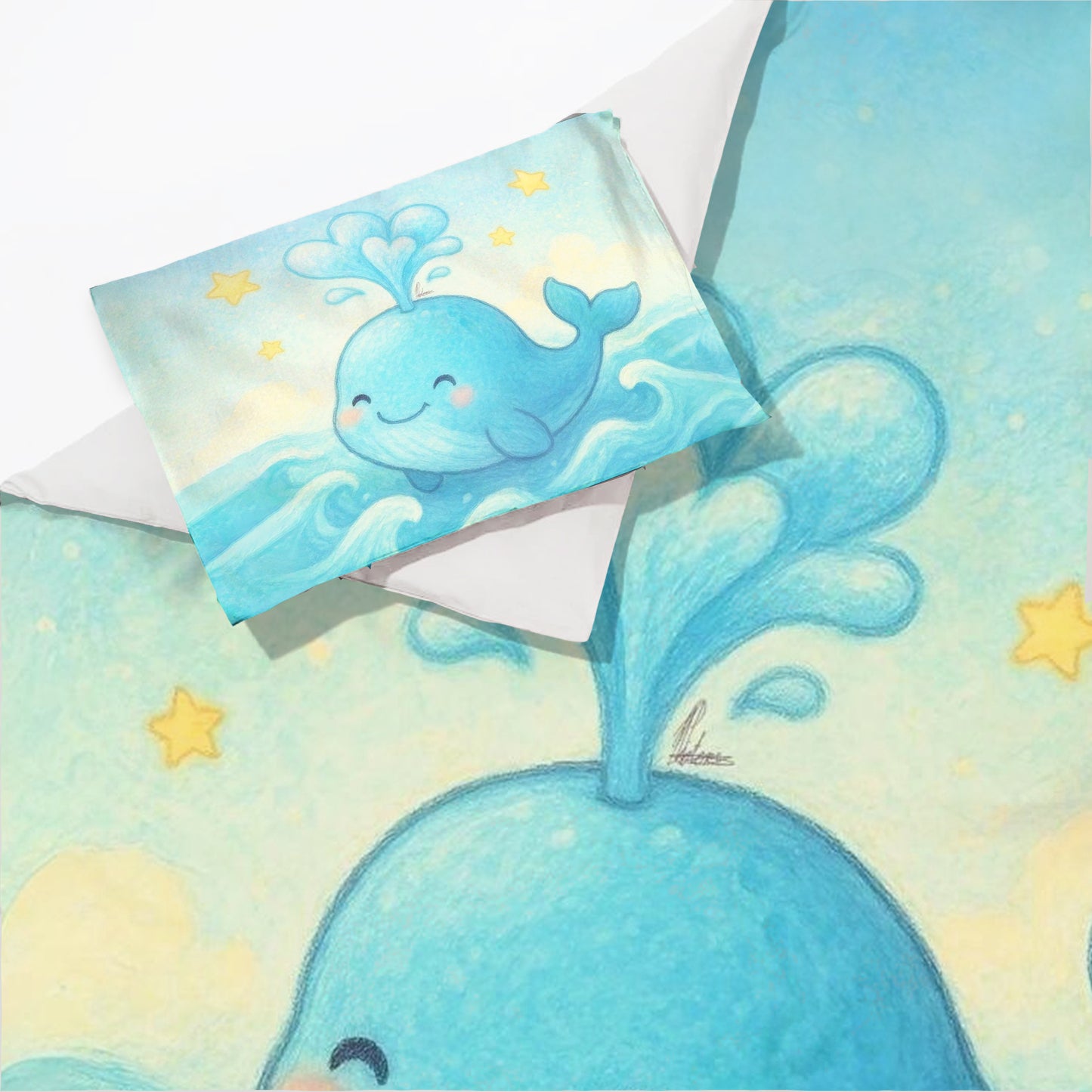 Whimsical Baby Whale Cot Set by Nathan Pieterse