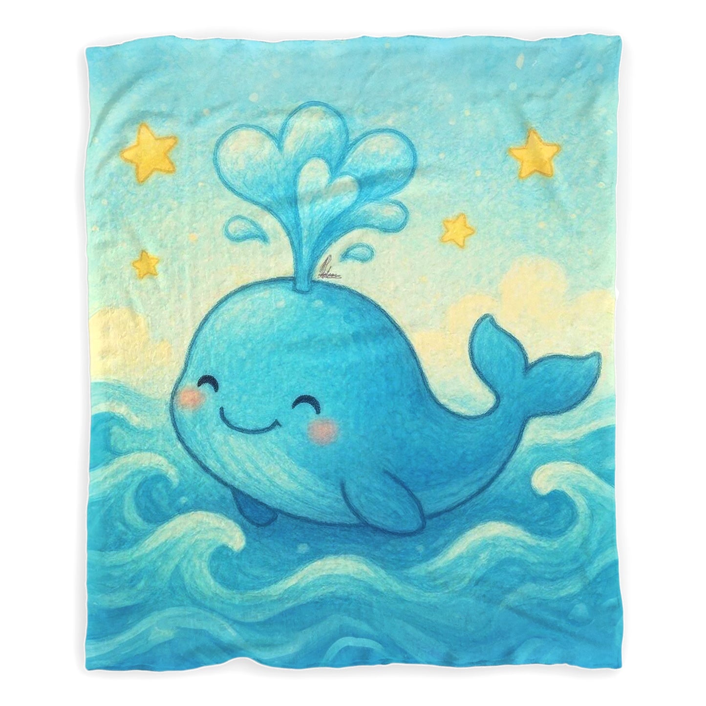 Whimsical Baby Whale Minky Blanket by Nathan Pieterse