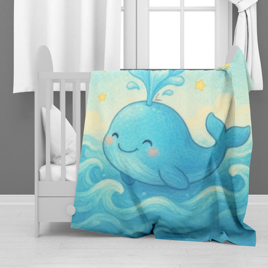 Whimsical Baby Whale Minky Blanket by Nathan Pieterse