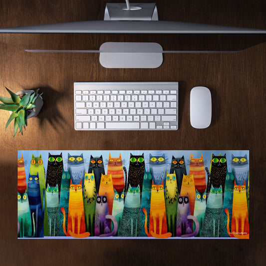 Whimsical Feline Spectrum Desk Pad by Wikus Schalkwyk