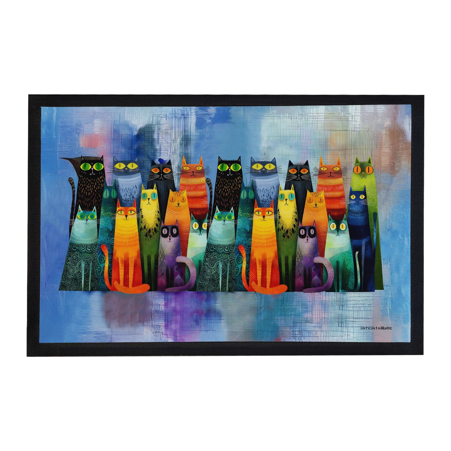 Whimsical Feline Spectrum Door Mat by Wikus Schalkwyk