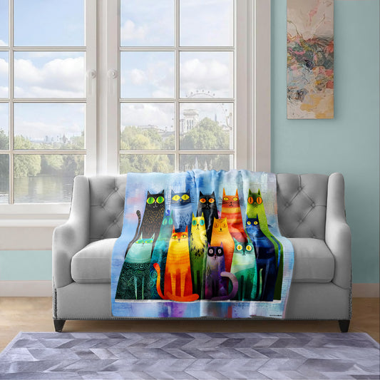 Whimsical Feline Spectrum Light Weight Fleece Blanket by Wikus Schalkwyk