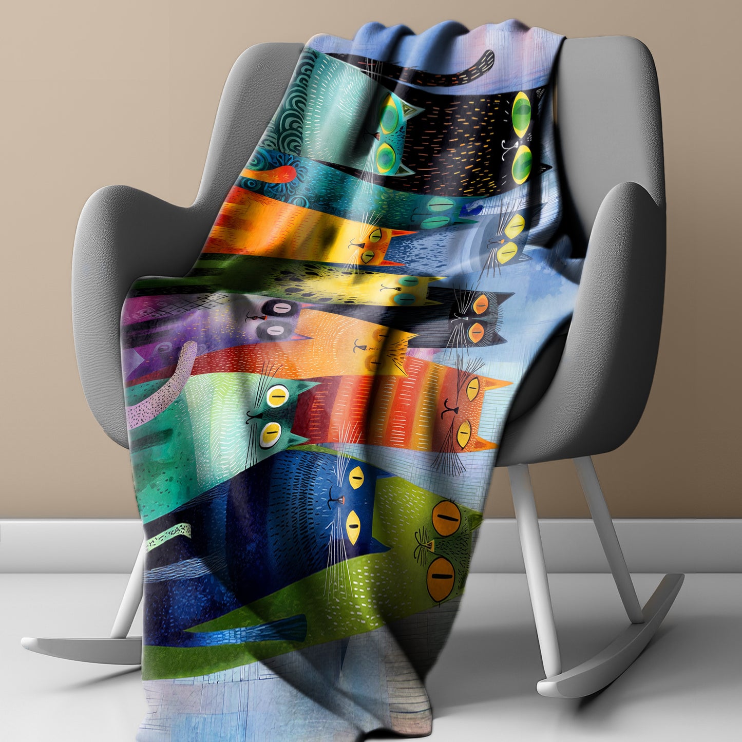 Whimsical Feline Spectrum Light Weight Fleece Blanket by Wikus Schalkwyk
