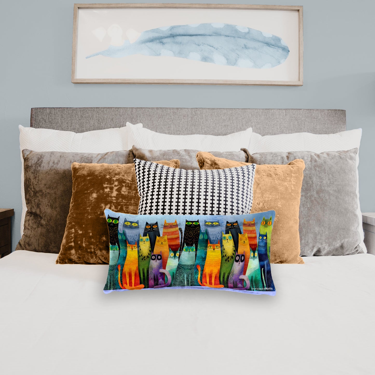 Whimsical Feline Spectrum Oblong Luxury Scatter by Wikus Schalkwyk