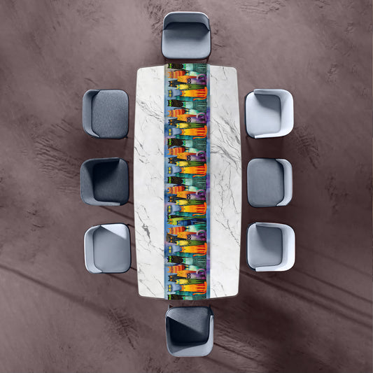 Whimsical Feline Spectrum Table Runner by Wikus Schalkwyk