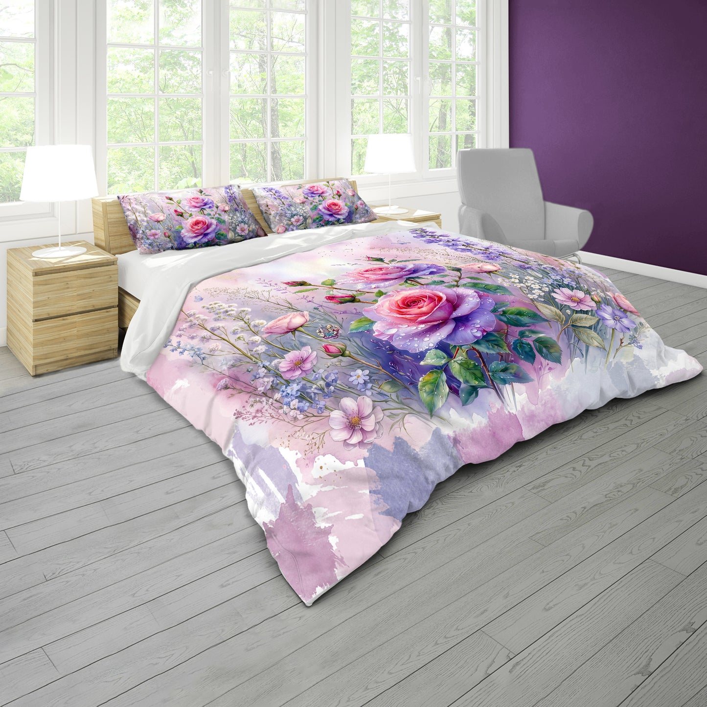 Swirling Rose Duvet Cover Set