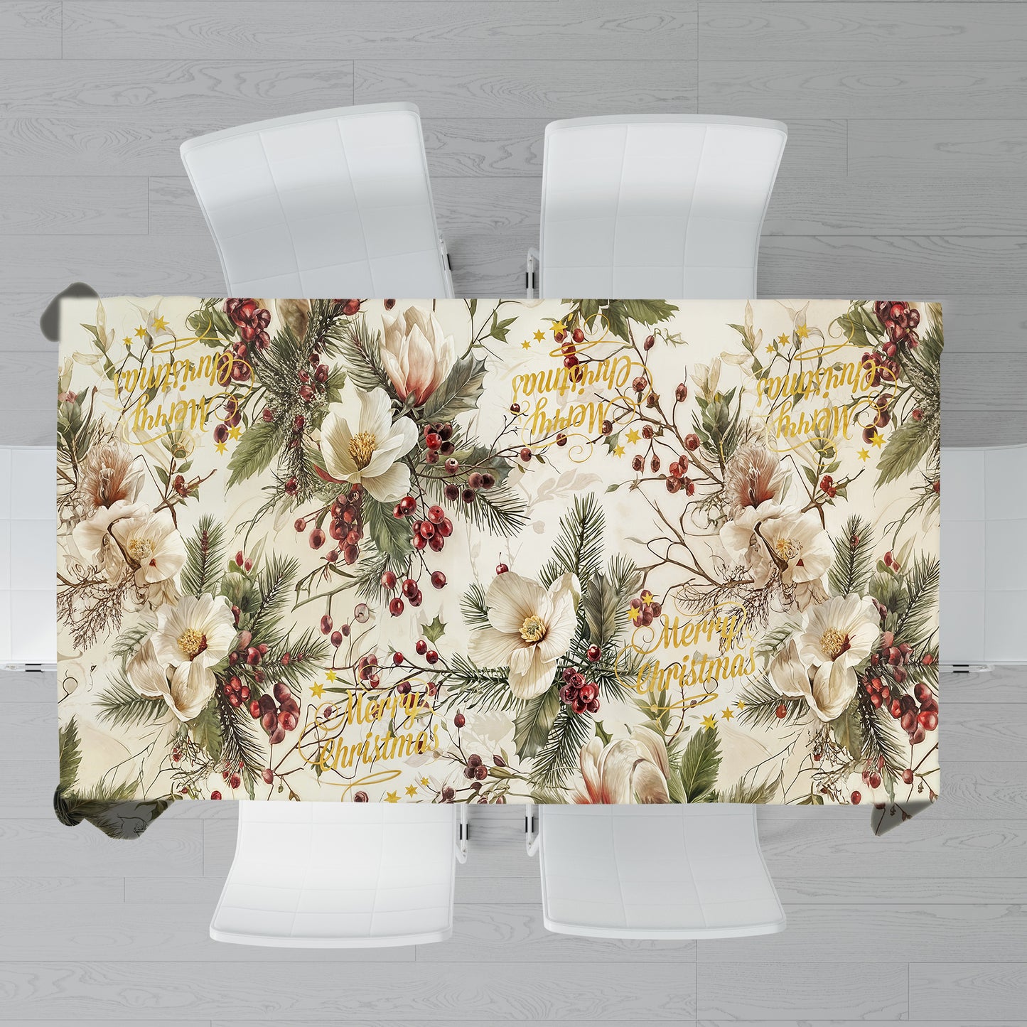 Whispering Christmas Flowers Rectangle Tablecloth