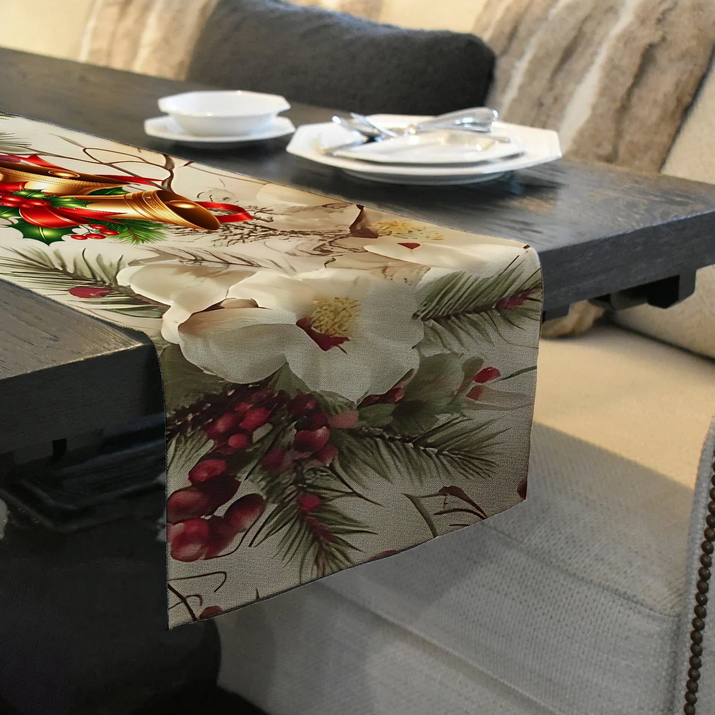 Whispering Christmas Flowers Table Runner