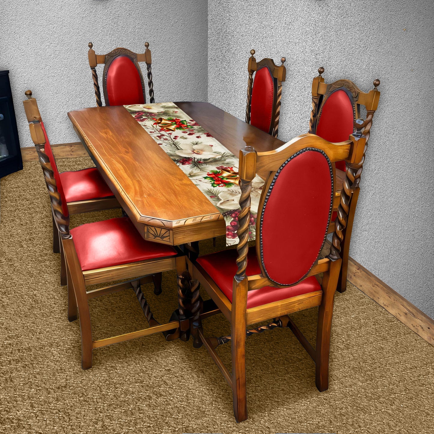 Whispering Christmas Flowers Table Runner