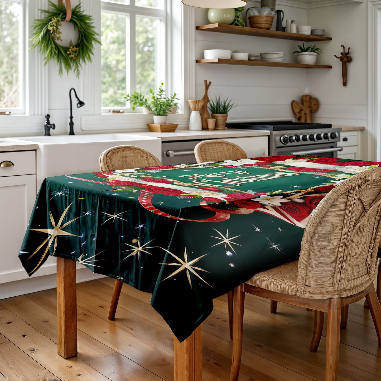 Whispering Christmas Stars Rectangle Tablecloth Rectangle Tablecloth