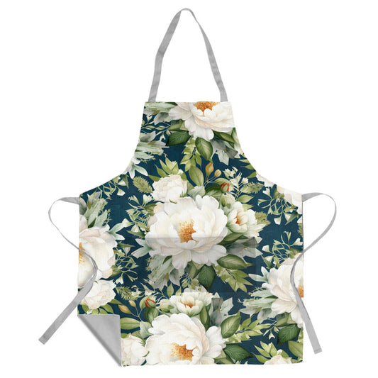 White Blooming Peony Bush Apron  By Mark Van Vuuren