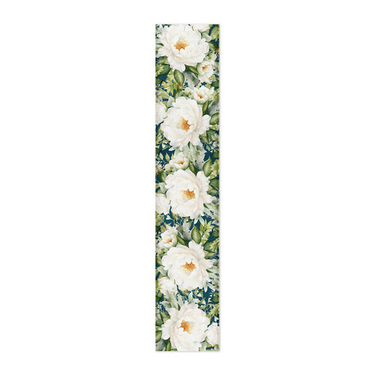 White Blooming Peony Bush Table Runner  By Mark Van Vuuren