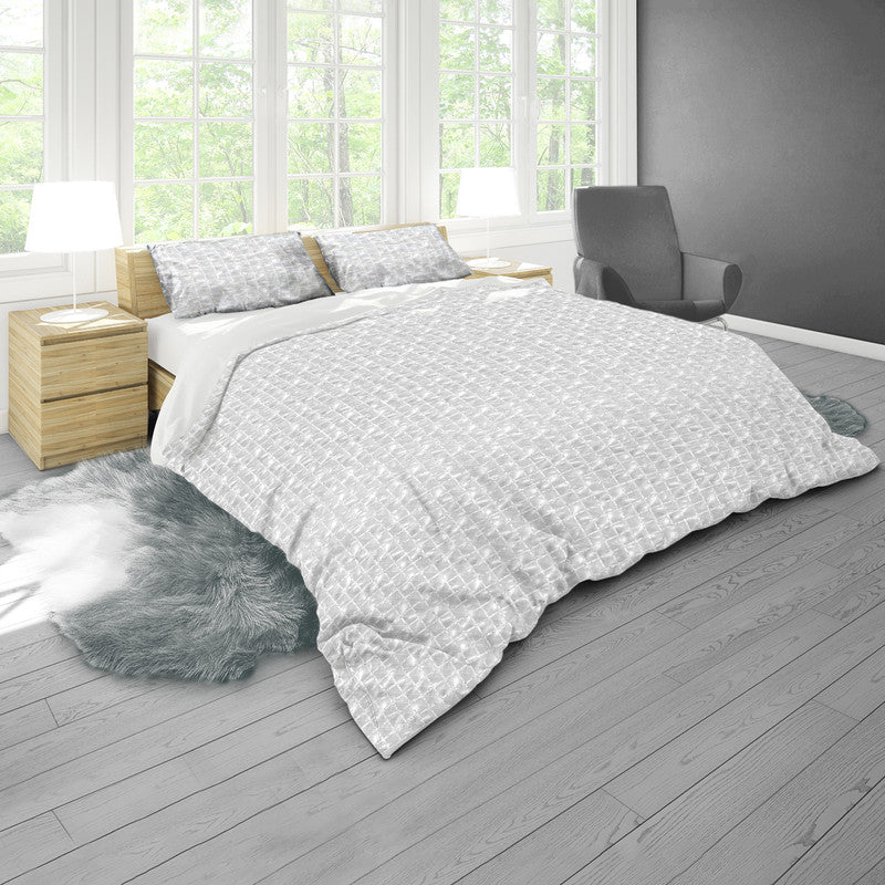 White Diamond Grid Duvet Cover Set