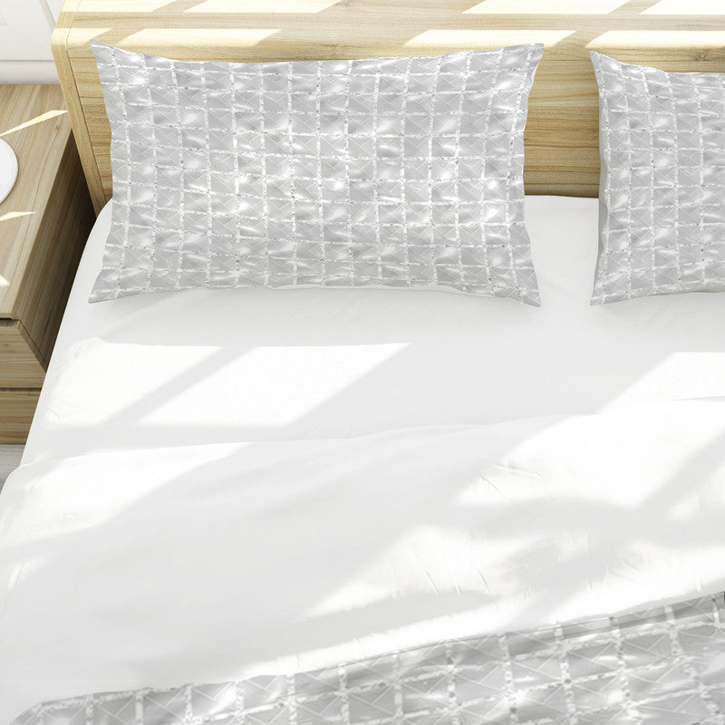 White Diamond Grid Duvet Cover Set