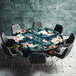 White Flowers on Dark Green Round Tablecloth by Mark van Vuuren