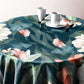 White Flowers on Dark Green Round Tablecloth by Mark van Vuuren