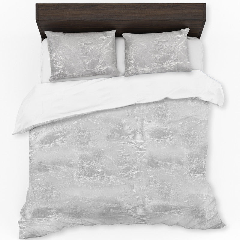 White Foil Grunge Duvet Cover Set