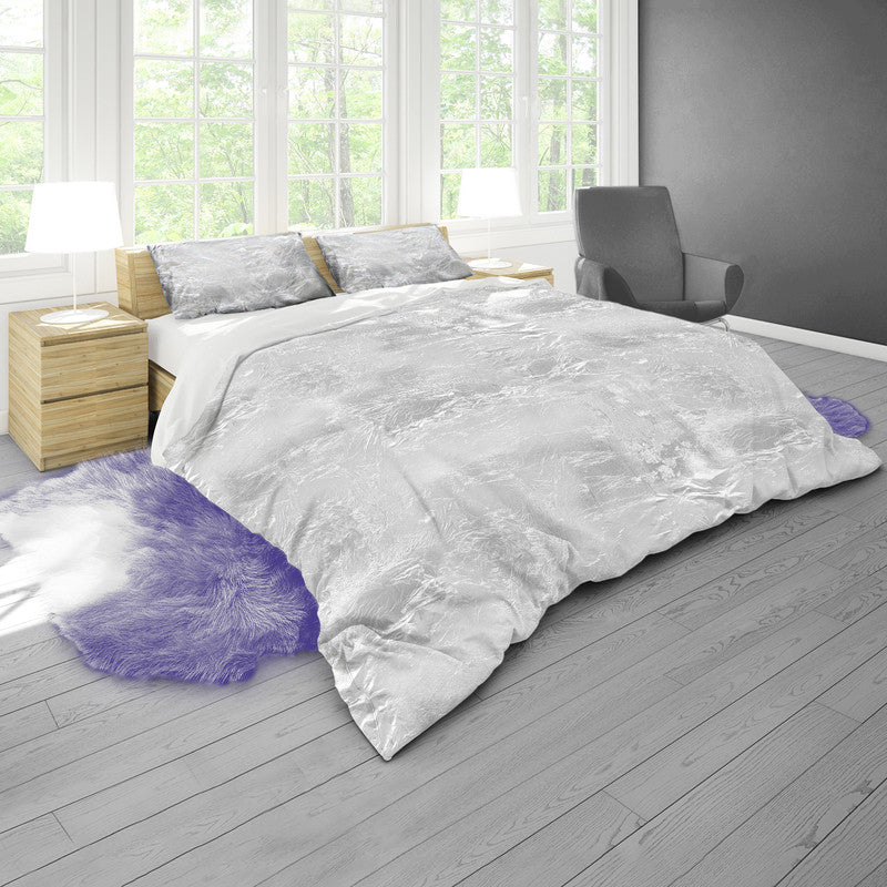 White Foil Grunge Duvet Cover Set