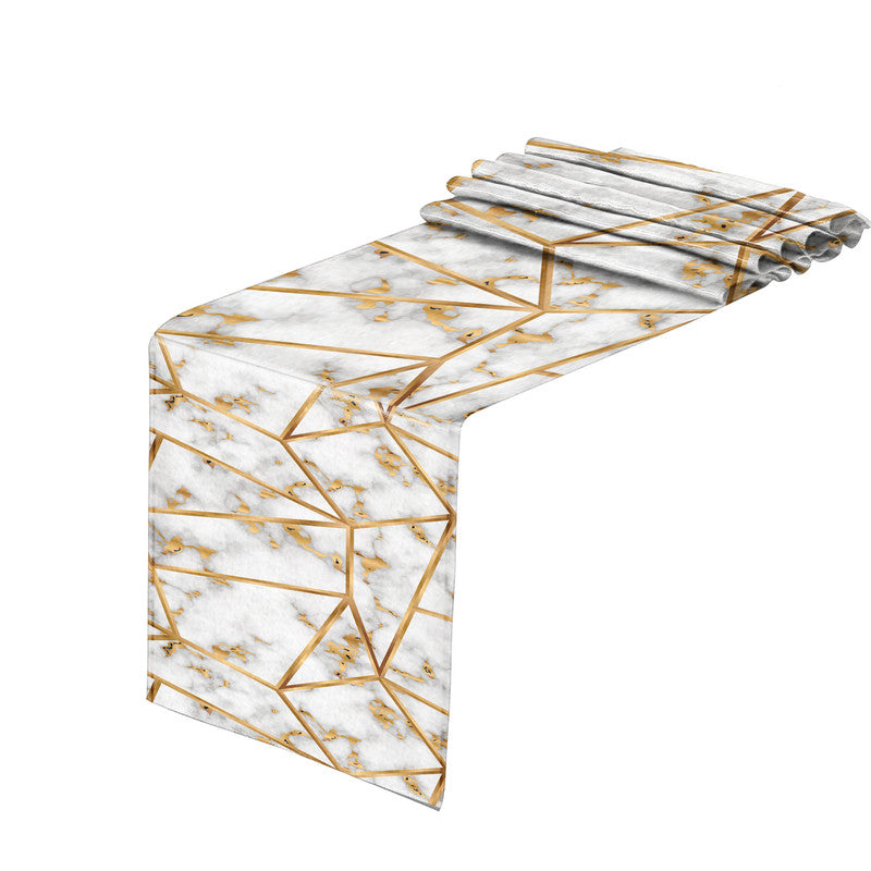 White Marble Abstract Table Runner
