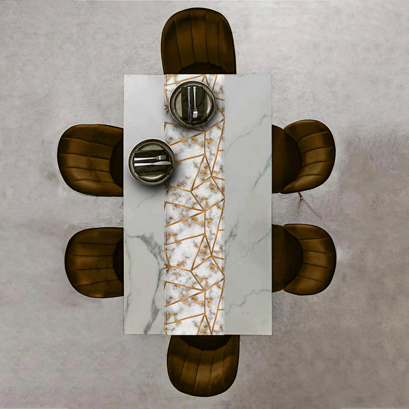 White Marble Abstract Table Runner