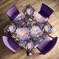White Roses on Dark Blue Square Tablecloth