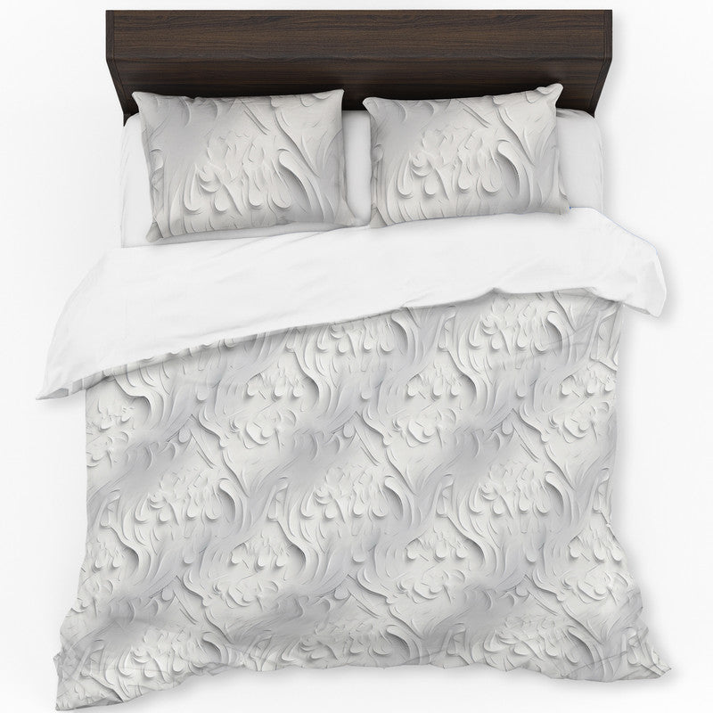 White Velflora Shadows Duvet Cover Set
