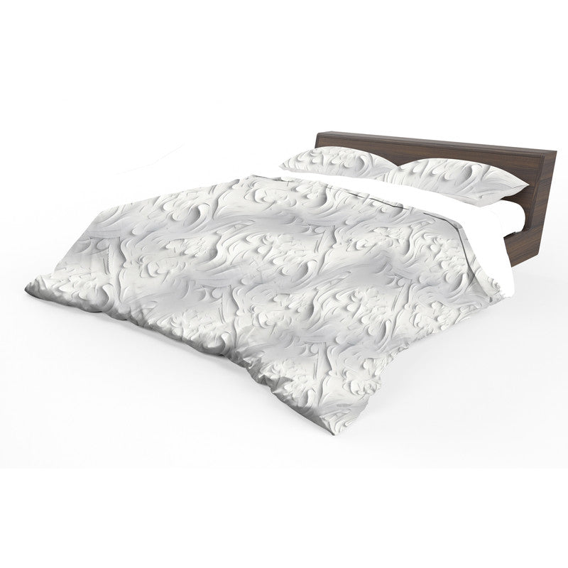 White Velflora Shadows Duvet Cover Set