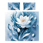 White Aqua Lotus Duvet Cover Set